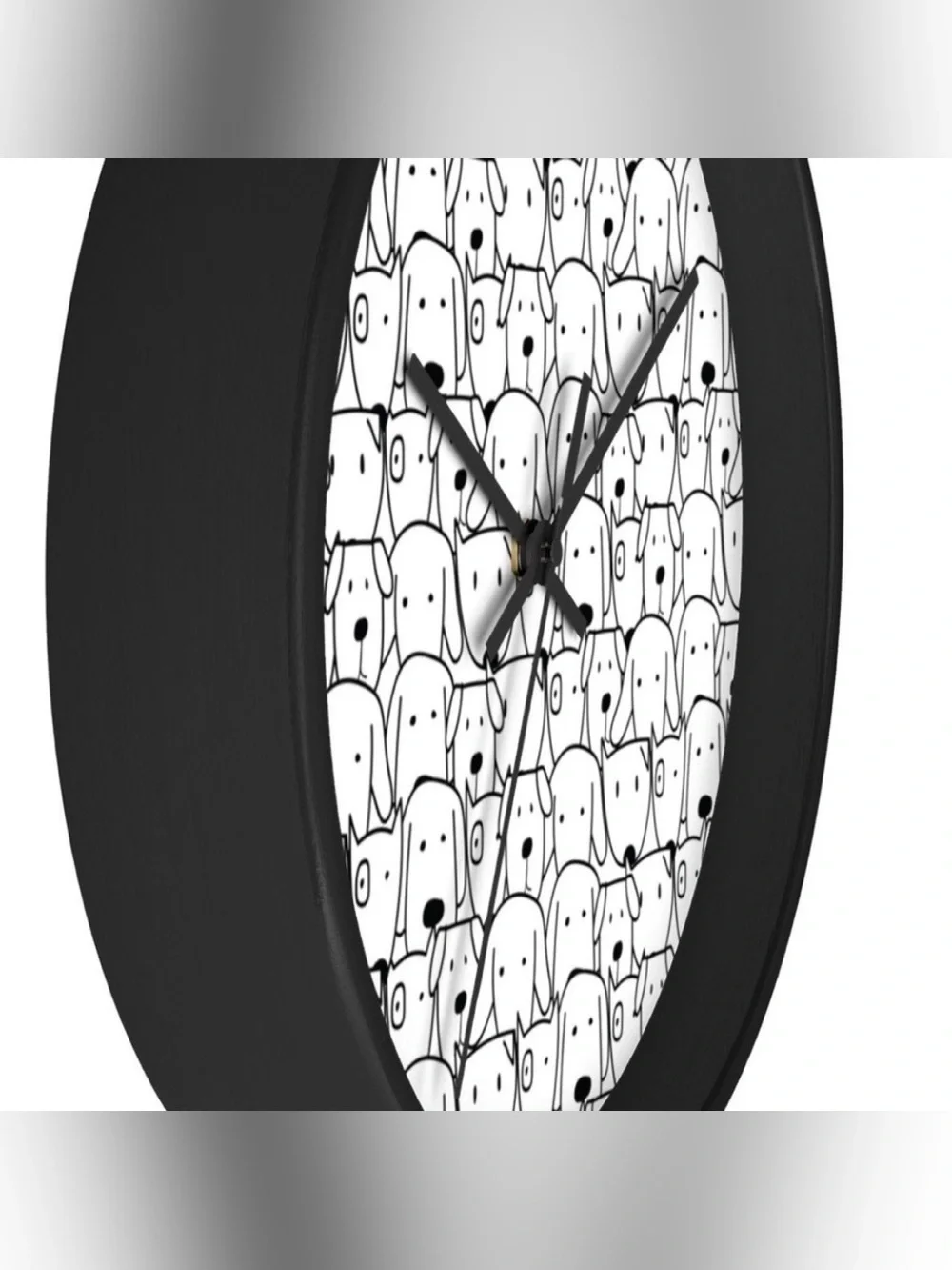 Black & White Dog Pattern Wall Clock